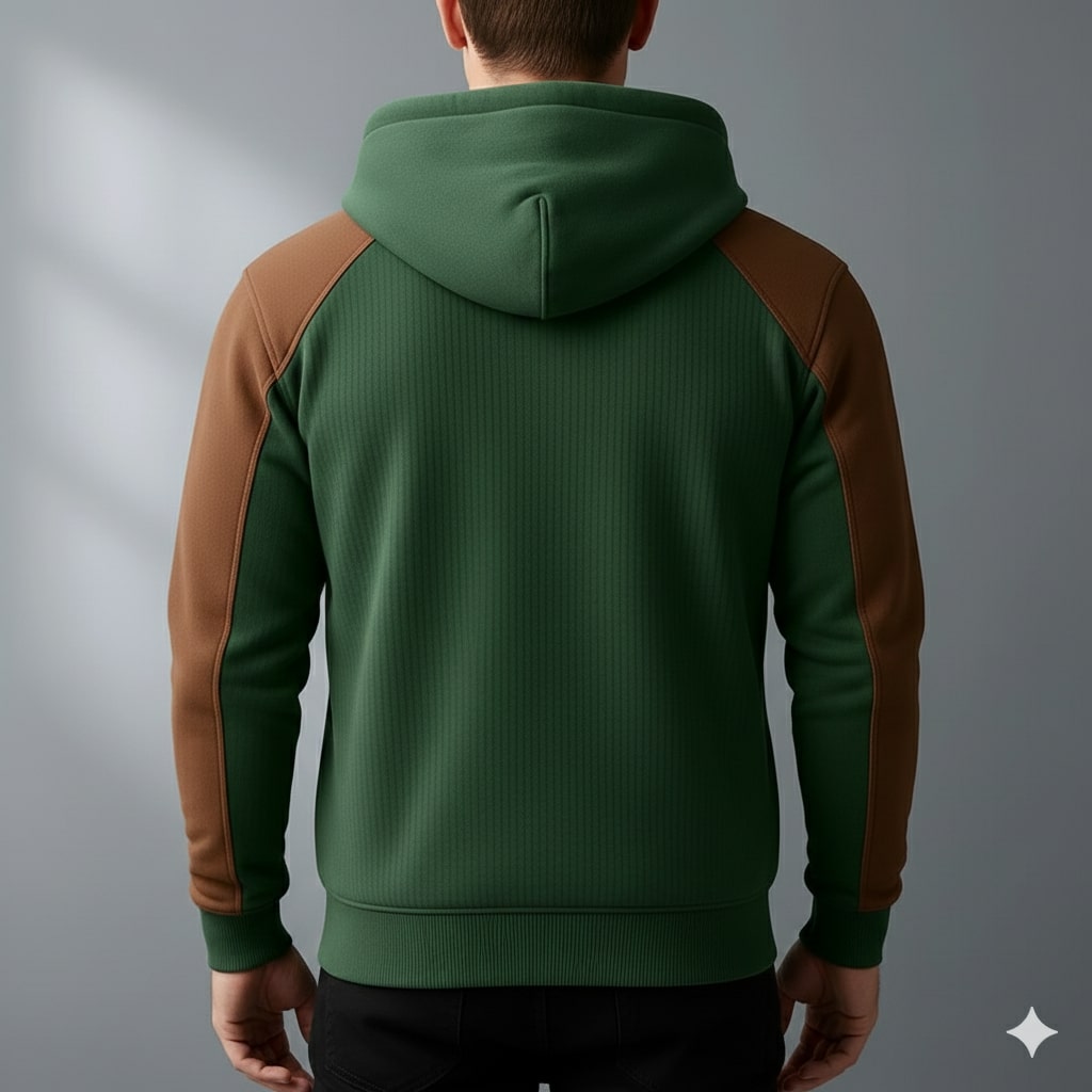 Carlos Men’s Quarter-Zip Hoodie – Corduroy Cotton Blend Sweatshirt with Contrast Panels