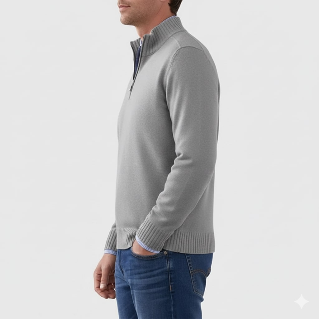 Lars Men’s Half-Zip Sweater – Soft Knit Pullover with Ribbed Details & Tailored Fit