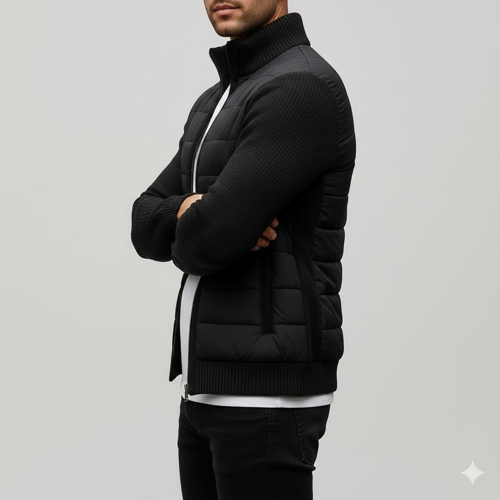 Magnus Men’s Fleece Jacket – Knit Sleeve Hybrid Zip-Up Lightweight Jacket