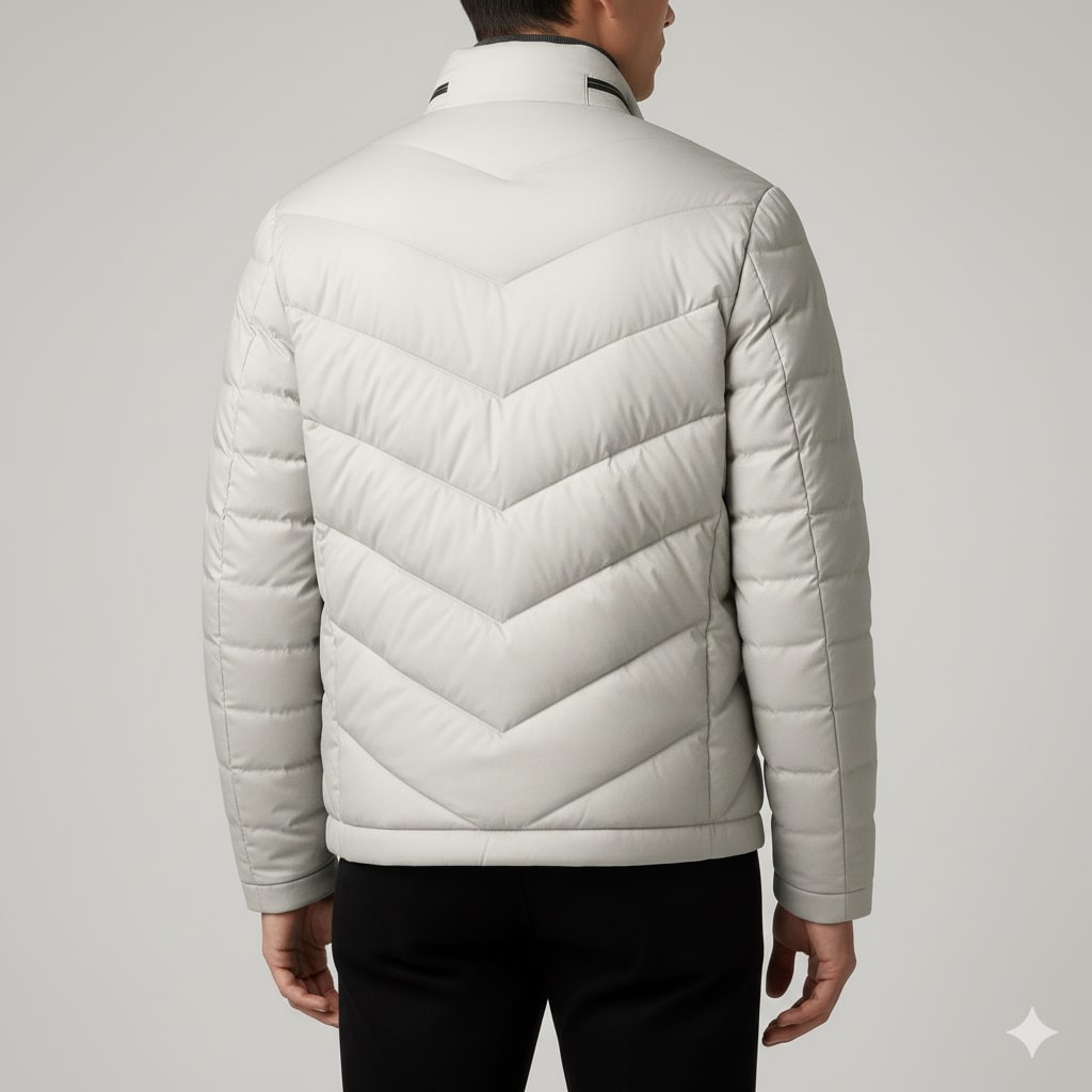 Alessandro Men’s Puffer Jacket – Lightweight Down Coat with Chevron Quilting