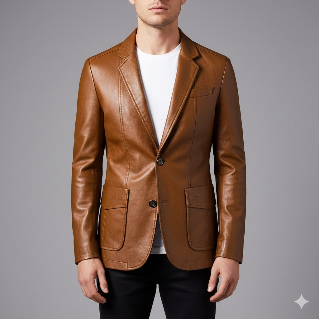 Maxime Men’s Leather Jacket – Premium Smooth Leather with Cotton Lining