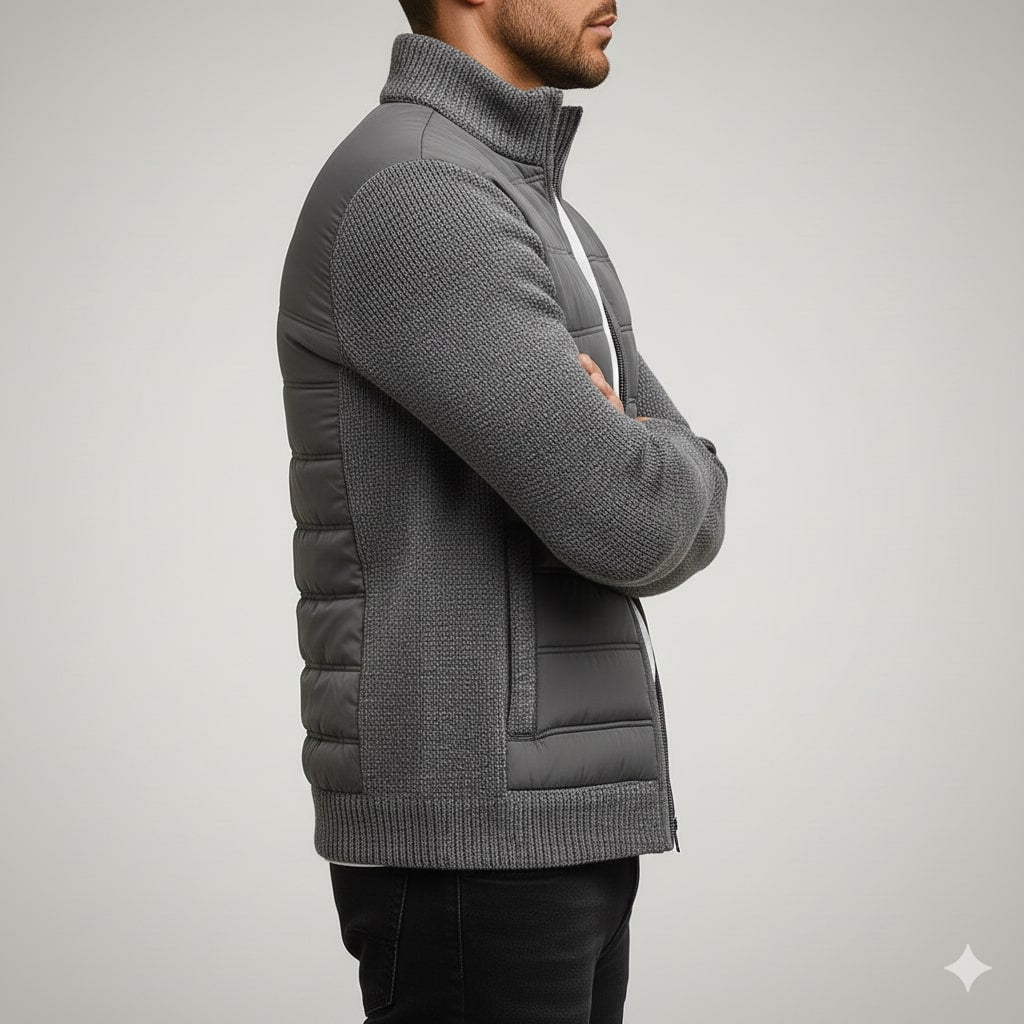 Magnus Men’s Fleece Jacket – Knit Sleeve Hybrid Zip-Up Lightweight Jacket