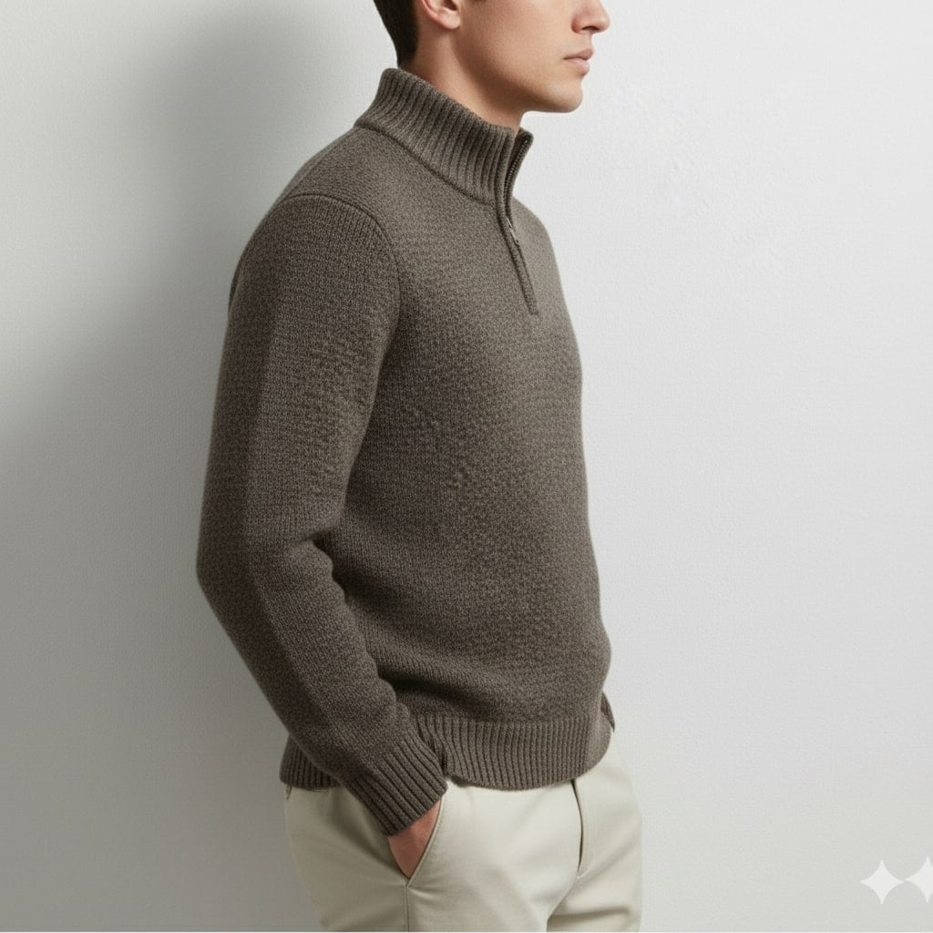 Jonas Men’s Quarter-Zip Sweater – Cotton Knit Pullover for Layered Comfort