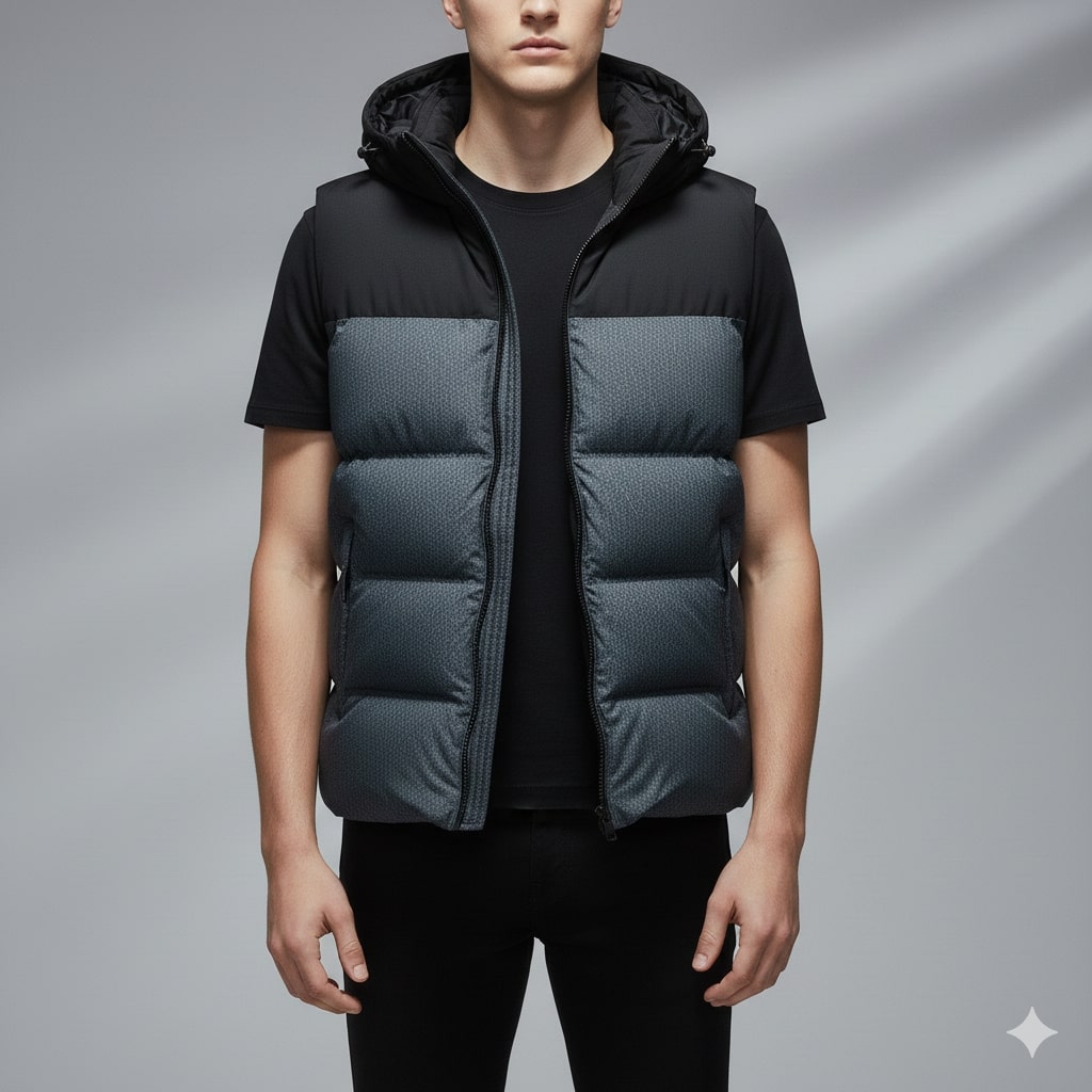Theo Men's Insulated Vest – Thermal Cotton Layer with Detachable Hood