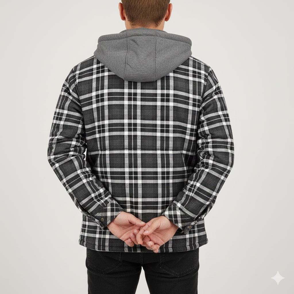 Florent Men’s Hoodie Jacket – Sherpa-Lined Flannel Hoodie for Winter Wear