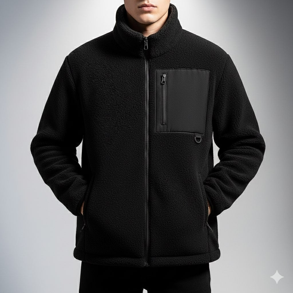 Nikola Men's Fleece Jacket – Soft Insulating Lightweight Jacket with Stand Collar