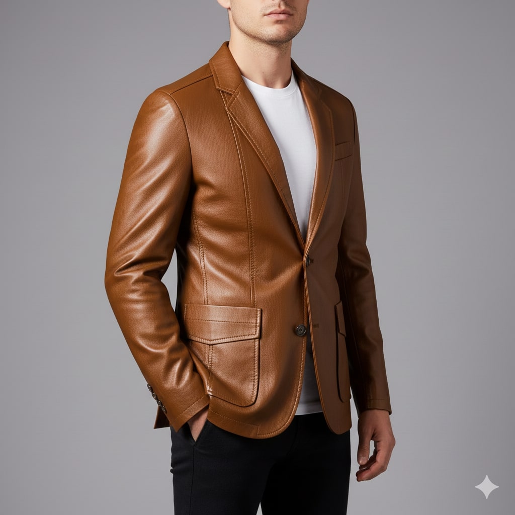Maxime Men’s Leather Jacket – Premium Smooth Leather with Cotton Lining