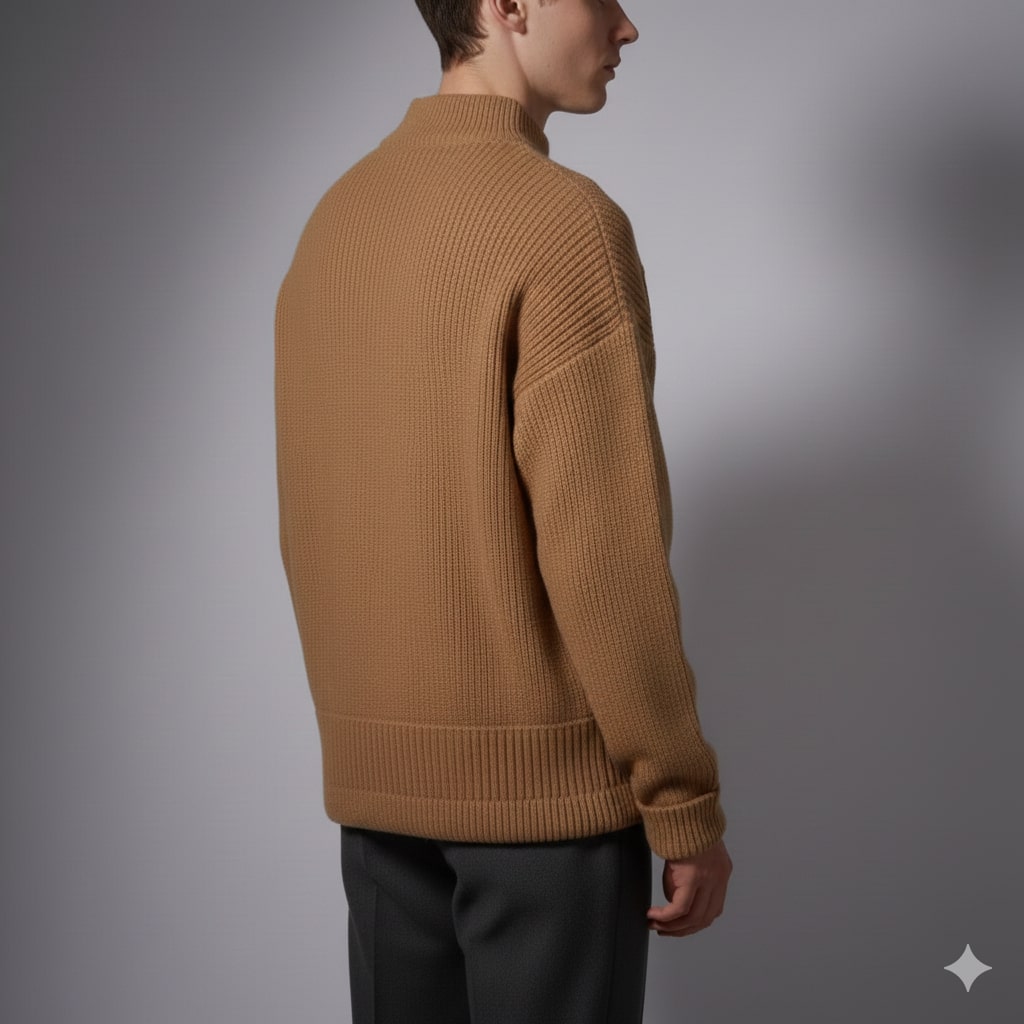 Luca Men’s Cable Knit Pullover – Soft O-Neck Sweater with Button Detail