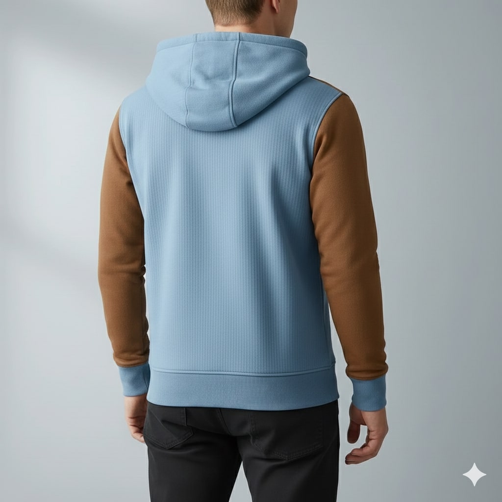 Carlos Men’s Quarter-Zip Hoodie – Corduroy Cotton Blend Sweatshirt with Contrast Panels