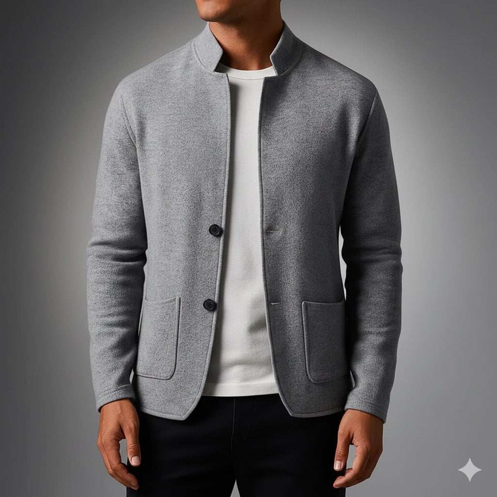 Austin Men’s Knit Cardigan – Soft Italian-Style Pullover with Mandarin Collar