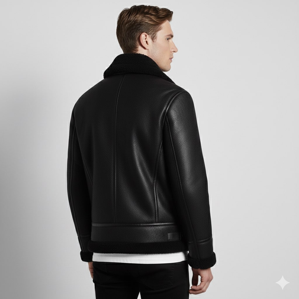 Daan Men's Shearling Jacket – Heavyweight Leather Jacket with Structured Fit