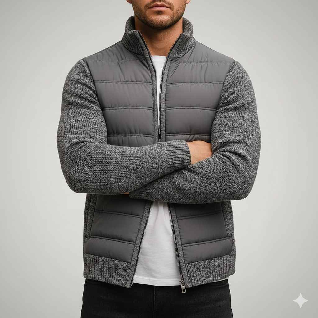 Magnus Men’s Fleece Jacket – Knit Sleeve Hybrid Zip-Up Lightweight Jacket
