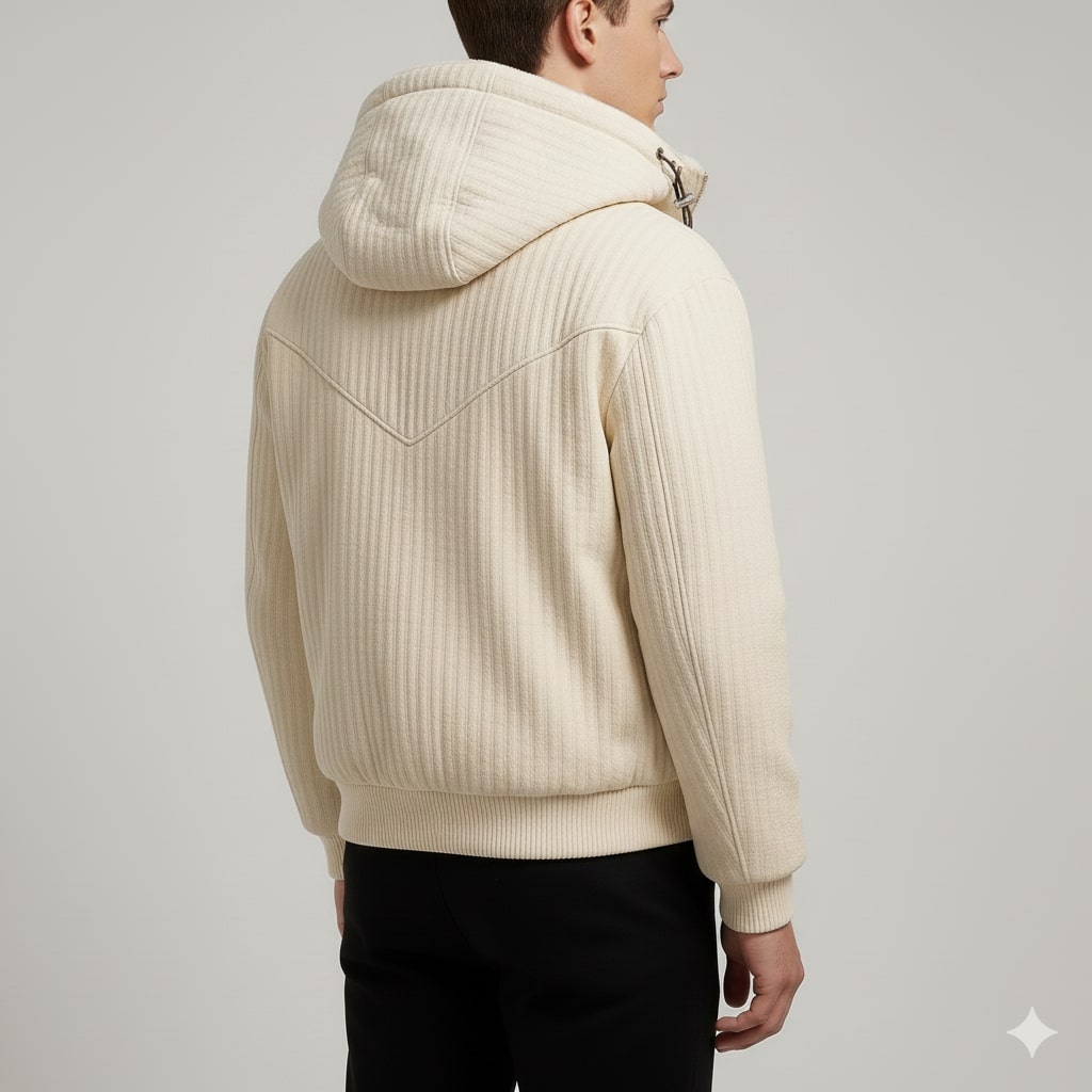 Kamal Men’s Sherpa Hoodie Jacket – Heavyweight Fleece Lined Quilted Zip-Up Jacket