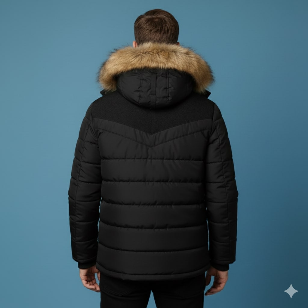 Santiago Men’s Hooded Jacket – Thick Fleece-Lined Winter Coat with Cotton Shell