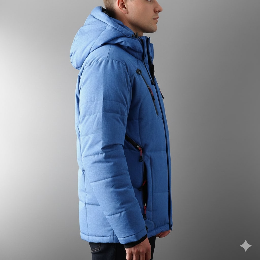 Marko Men’s Puffer Jacket – White Duck DownJacket with Water-Resistant Shell & Detachable Hood