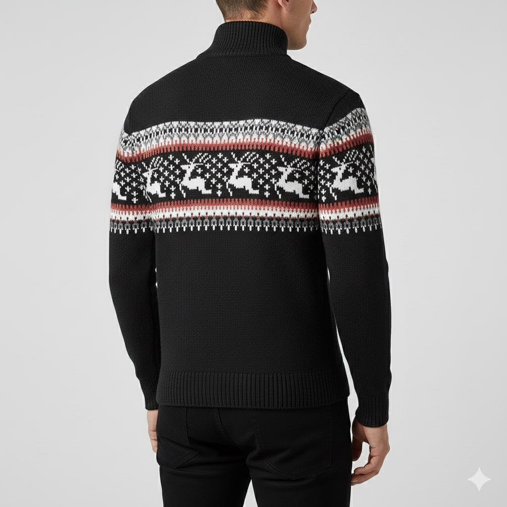 Mehdi Men's Christmas Sweater – Wool Knit Quarter-Zip Pullover