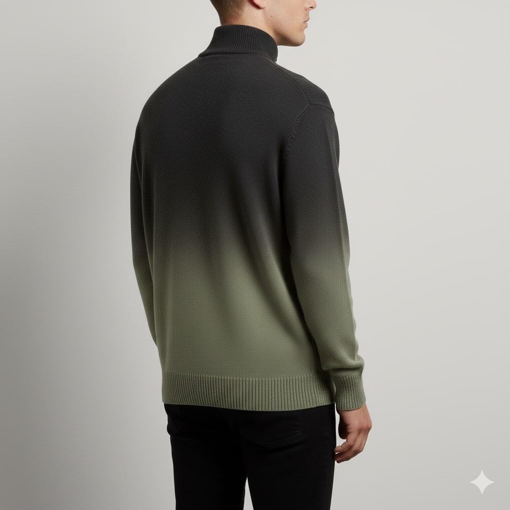 Hugo Men’s Wool Pullover – Gradient Ombre Quarter-Zip Sweater with Tailored Fit