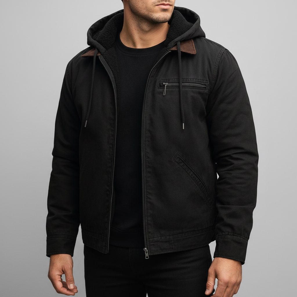 Arthur Men’s Hooded Jacket – Lightweight Windbreaker Jacket with Fleece Lining