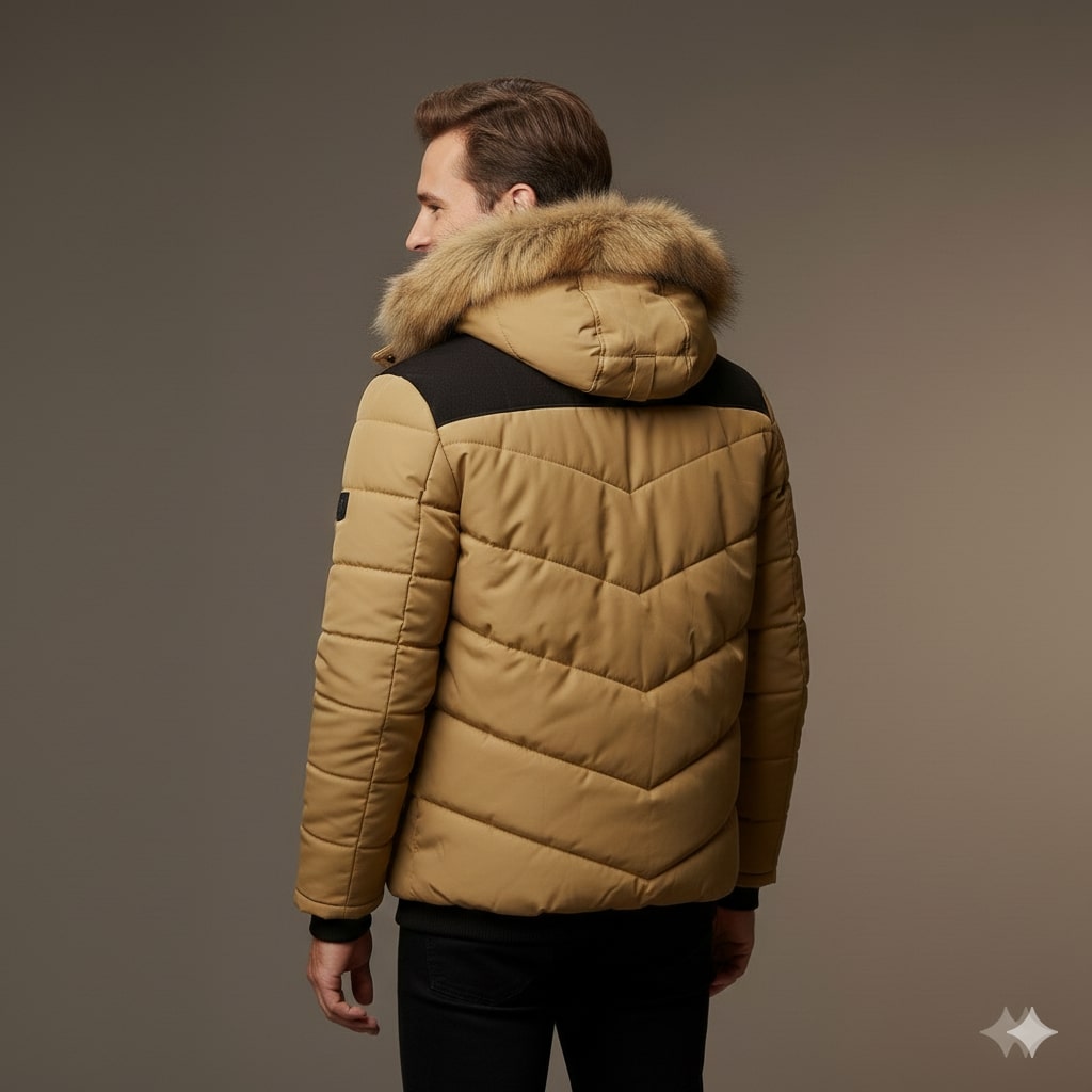 Santiago Men’s Hooded Jacket – Thick Fleece-Lined Winter Coat with Cotton Shell