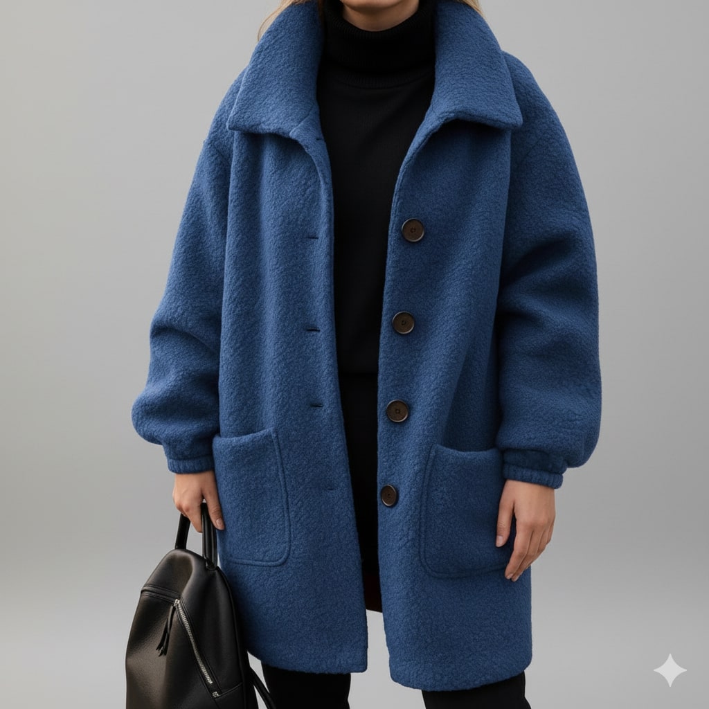 Seda Women’s Fleece Jacket – Soft Wool-Blend Vintage Winter Coat