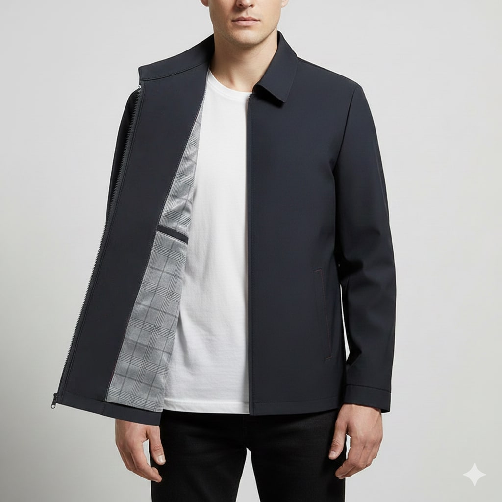 Oscar Men’s Lightweight Jacket – Wrinkle-Free Soft Silk Blend with Sleek Lapel Design