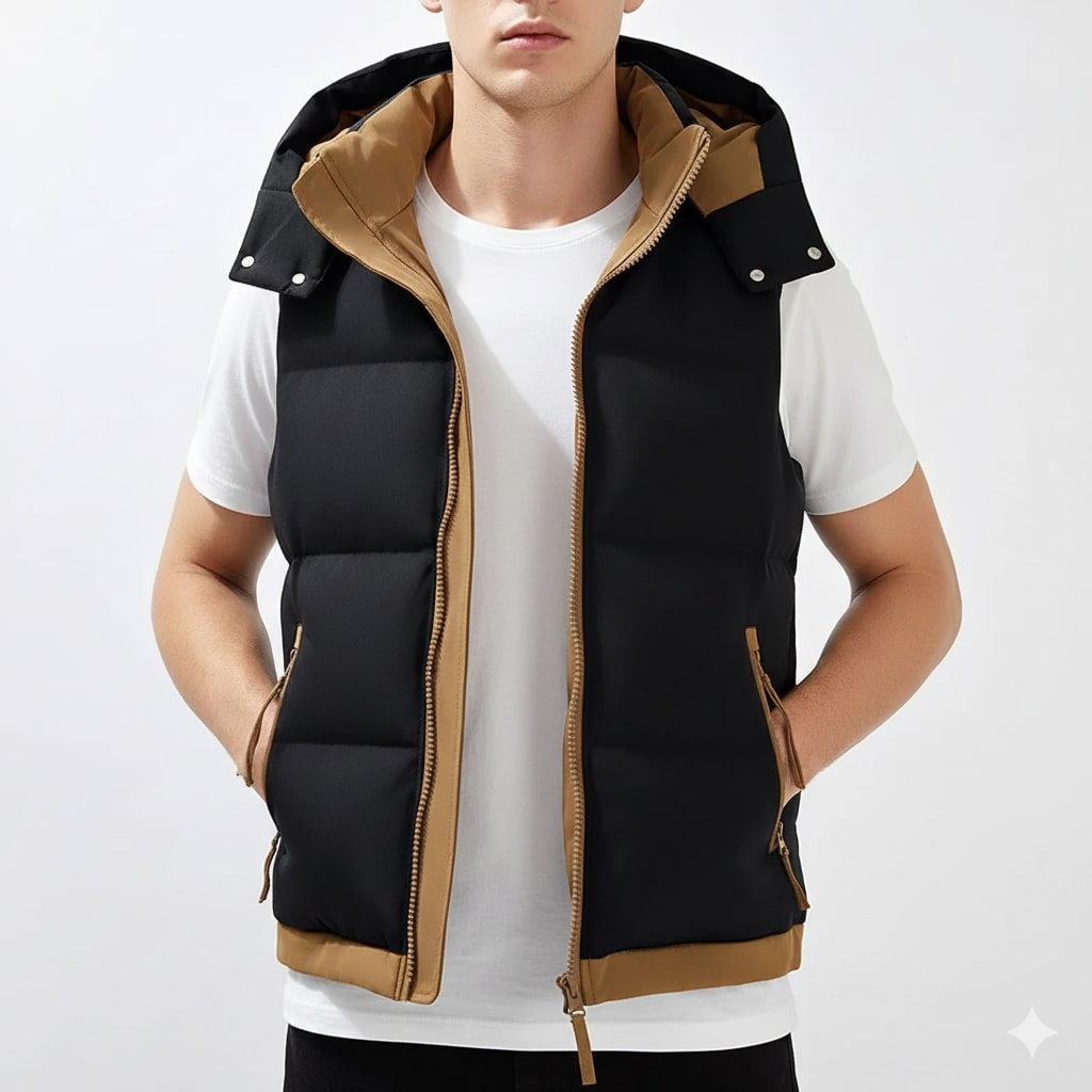 Matej Men’s Puffer Vest – Insulated Lightweight Outerwear with Detachable Hood