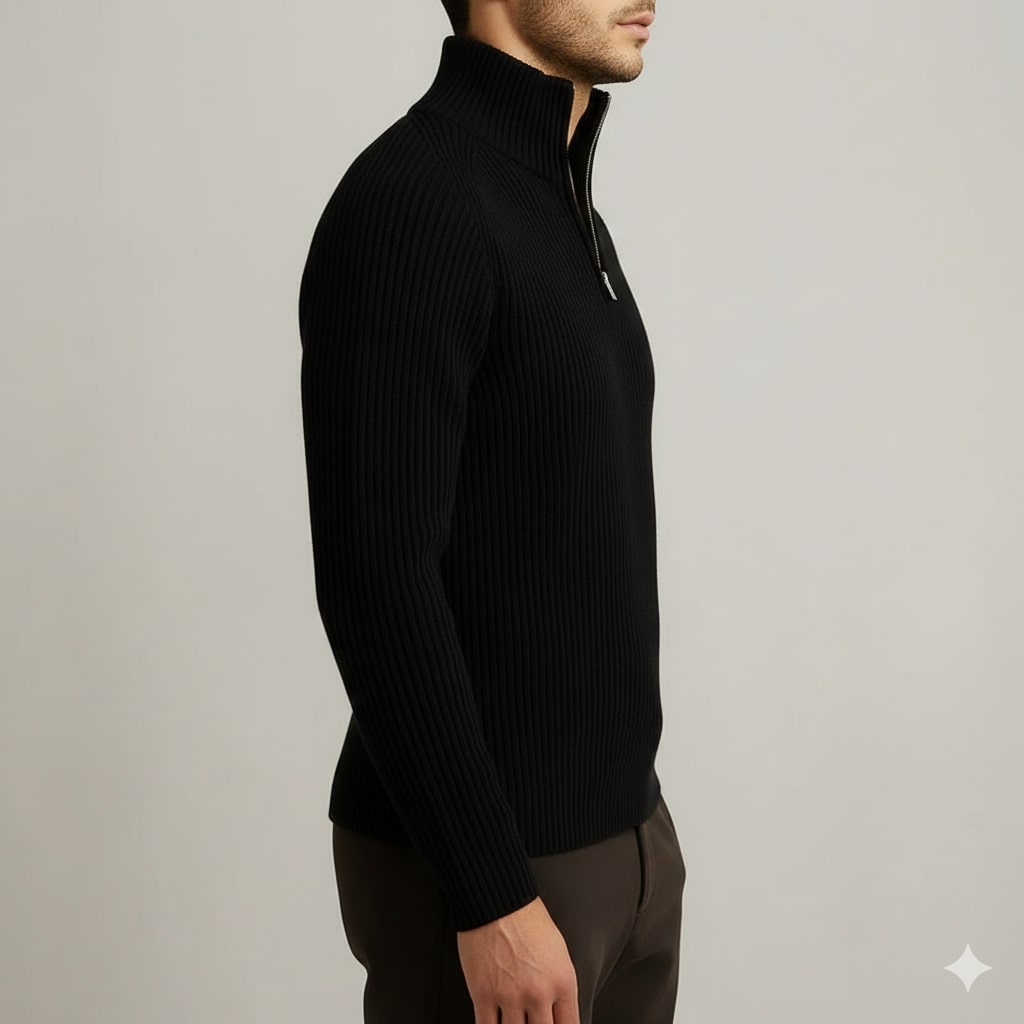Soren Men’s Turtleneck Sweater – Warm Breathable Wool Knit Pullover with Structured Ribbed Collar