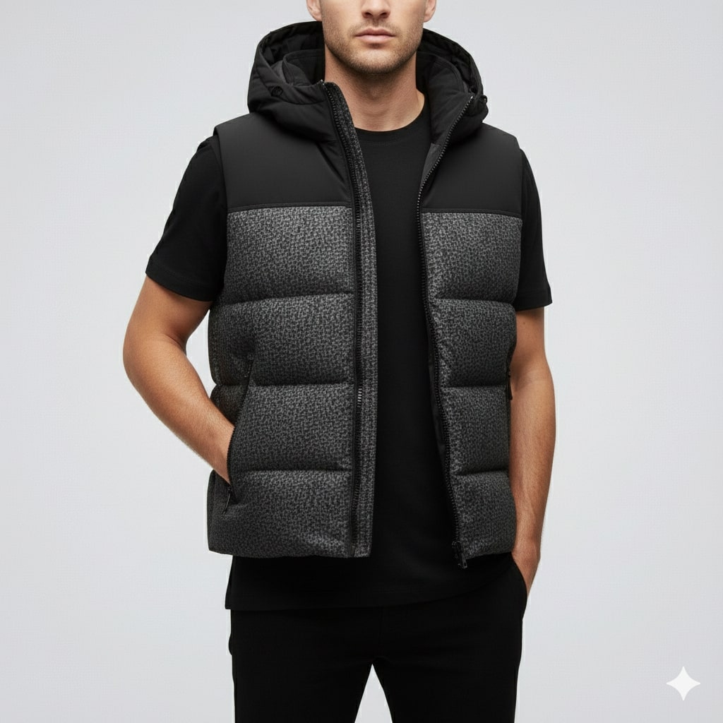 Theo Men's Insulated Vest – Thermal Cotton Layer with Detachable Hood