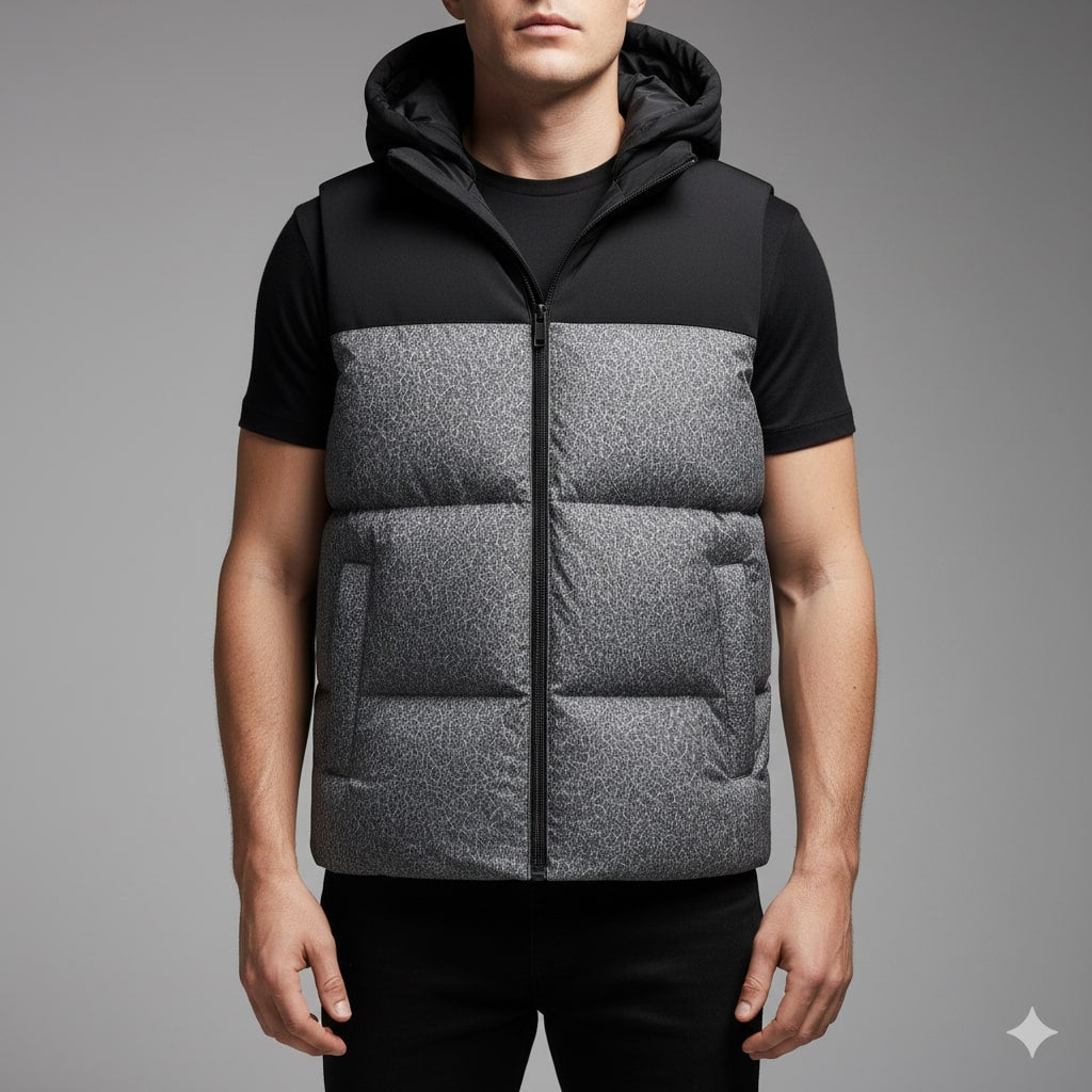 Theo Men's Insulated Vest – Thermal Cotton Layer with Detachable Hood