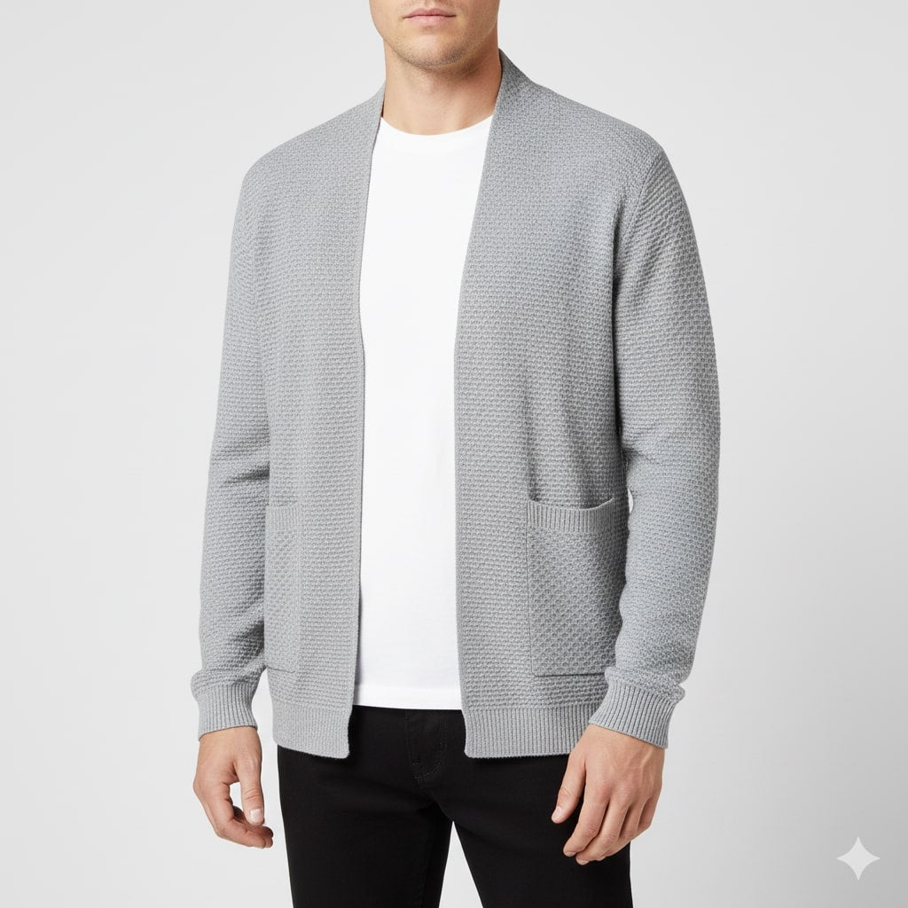 Pablo Men’s Jacquard Knit Cardigan – Soft Touch Embossed Cotton Cardigan
