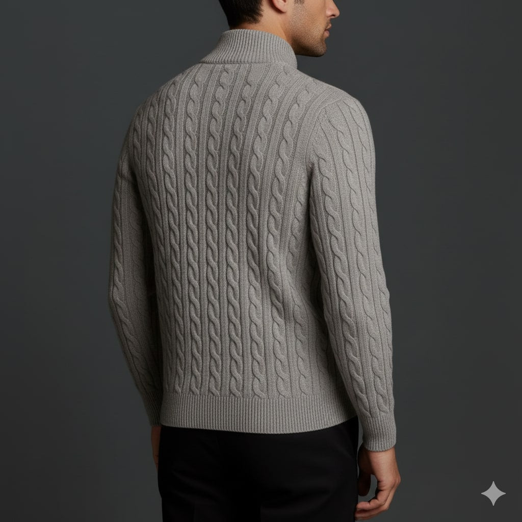 Haris Men’s Quarter-Zip Sweater – Wool-Blend Pullover with Ribbed Collar