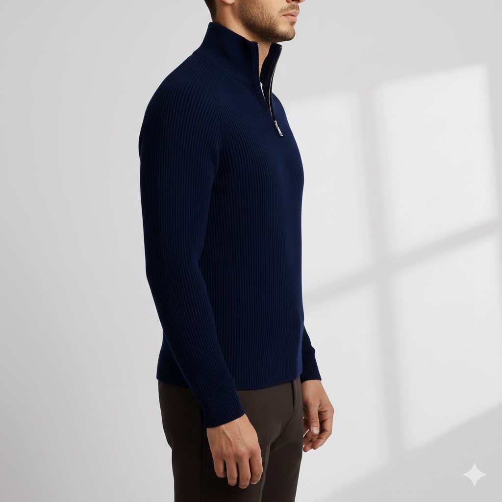 Soren Men’s Turtleneck Sweater – Warm Breathable Wool Knit Pullover with Structured Ribbed Collar