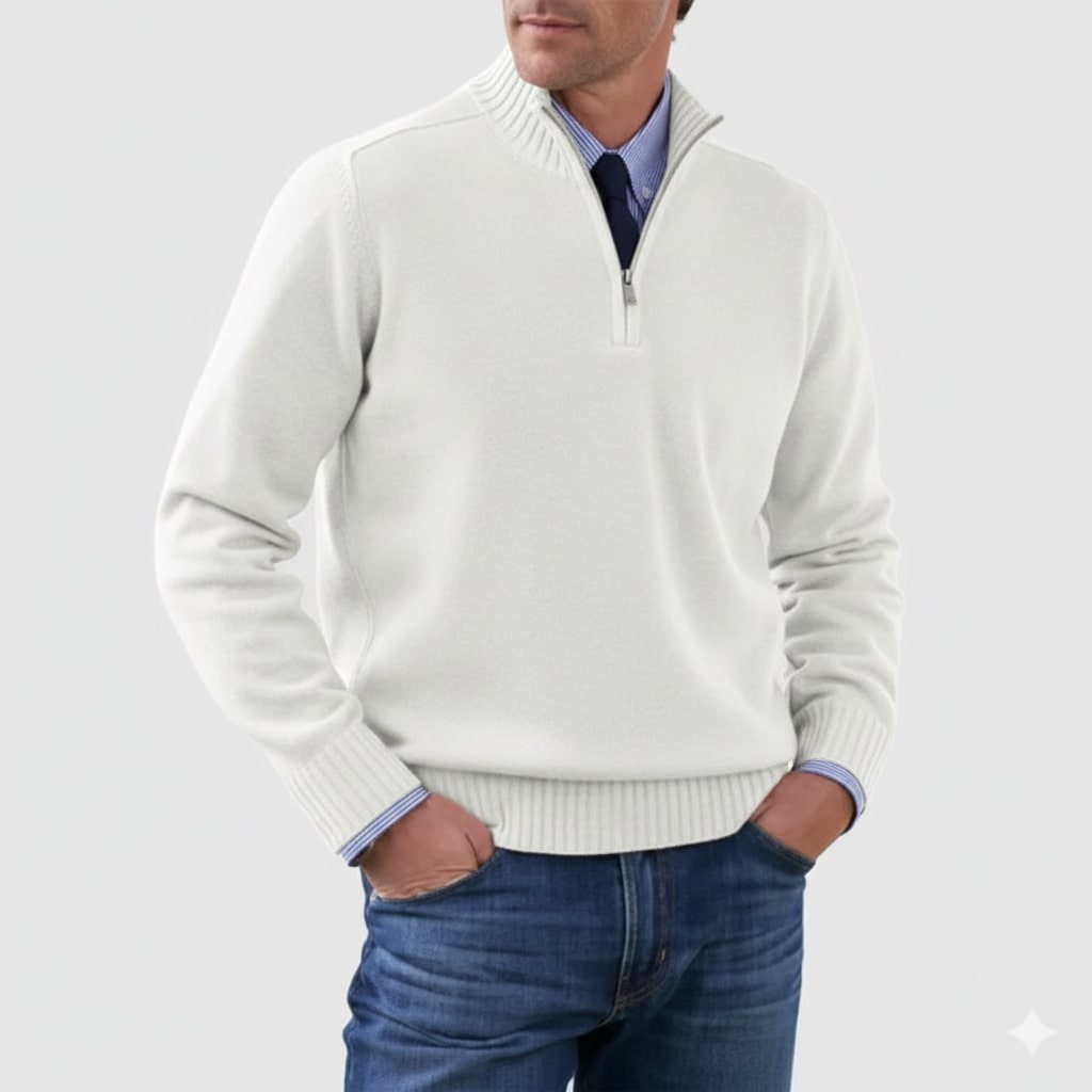 Lars Men’s Half-Zip Sweater – Soft Knit Pullover with Ribbed Details & Tailored Fit