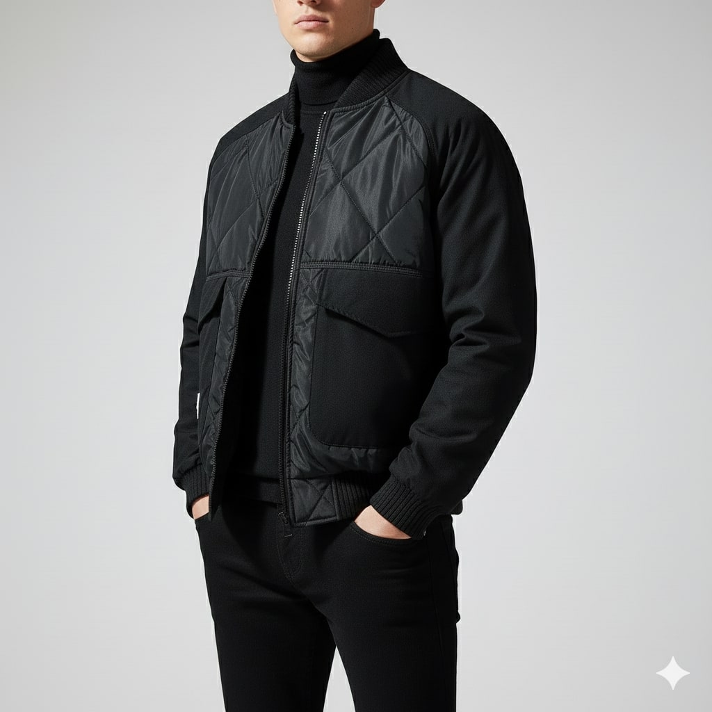 Leon Men’s Quilted Bomber Jacket – Diamond-Quilted Lightweight Jacket