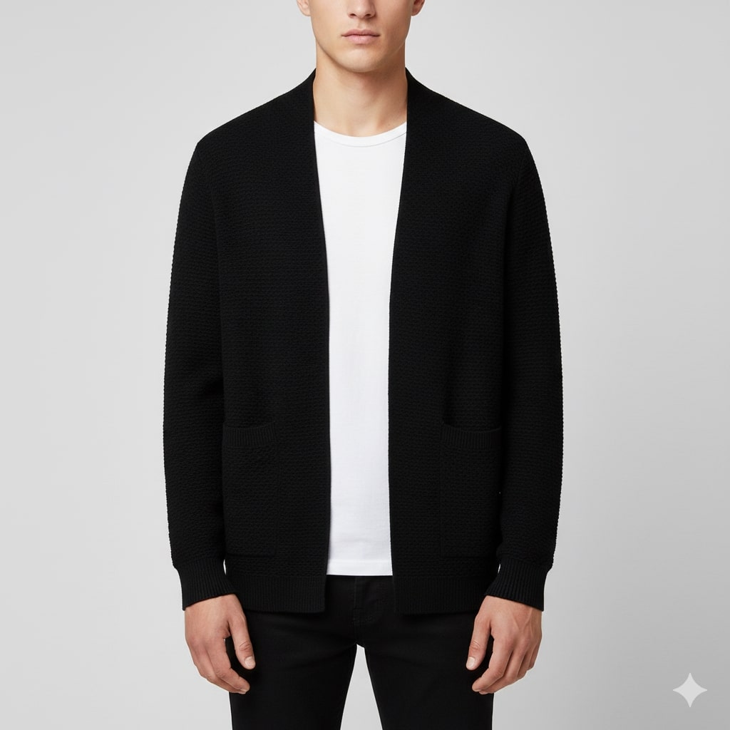 Pablo Men’s Jacquard Knit Cardigan – Soft Touch Embossed Cotton Cardigan