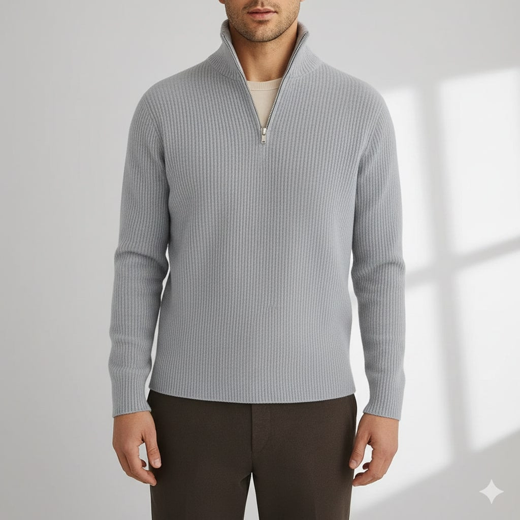 Soren Men’s Turtleneck Sweater – Warm Breathable Wool Knit Pullover with Structured Ribbed Collar