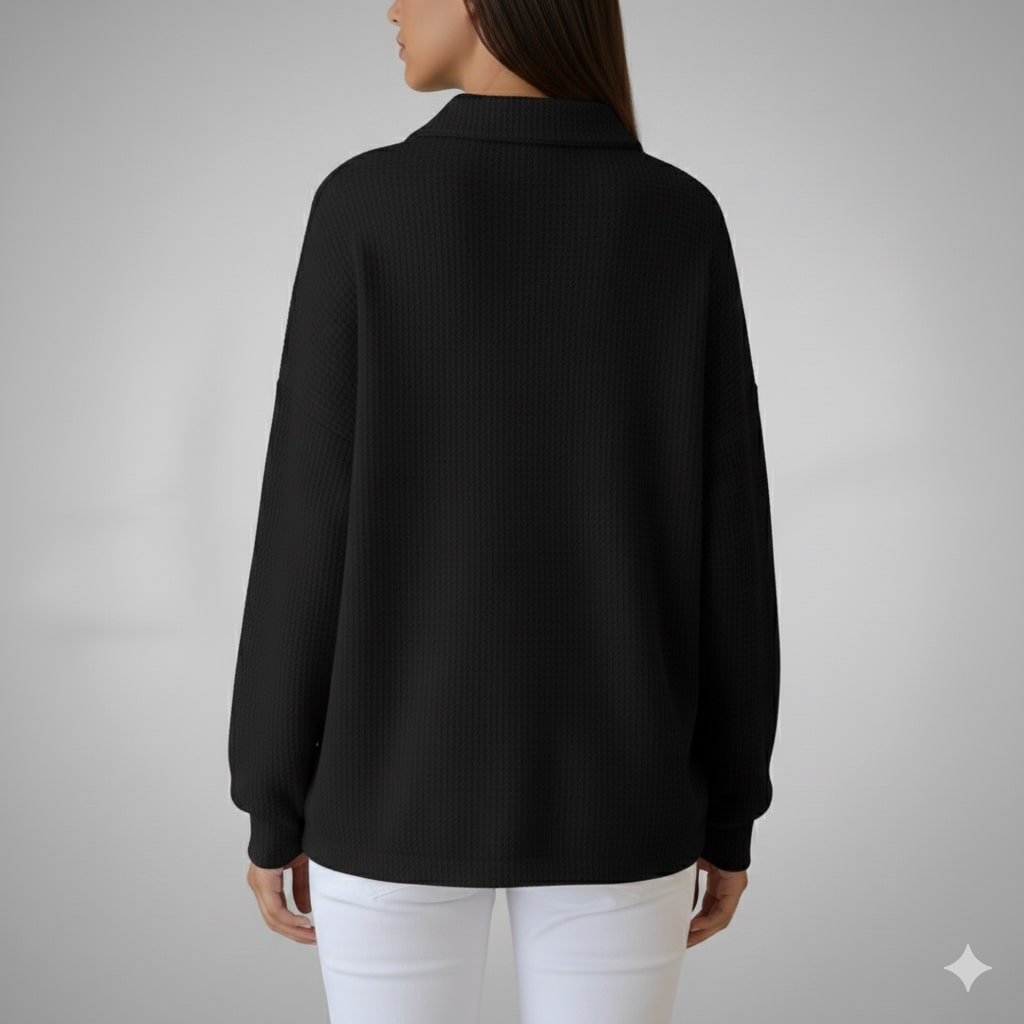 Angelina Women’s Knit Polo Sweater – Soft Ribbed Texture with Feminine Drape