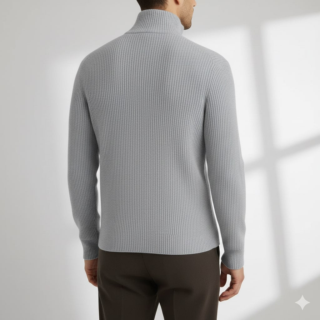 Soren Men’s Turtleneck Sweater – Warm Breathable Wool Knit Pullover with Structured Ribbed Collar