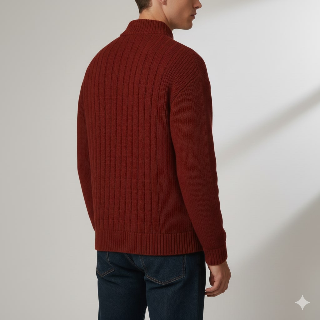 Luca Men’s Cable Knit Pullover – Soft O-Neck Sweater with Button Detail