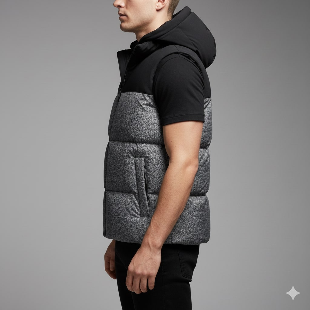 Theo Men's Insulated Vest – Thermal Cotton Layer with Detachable Hood
