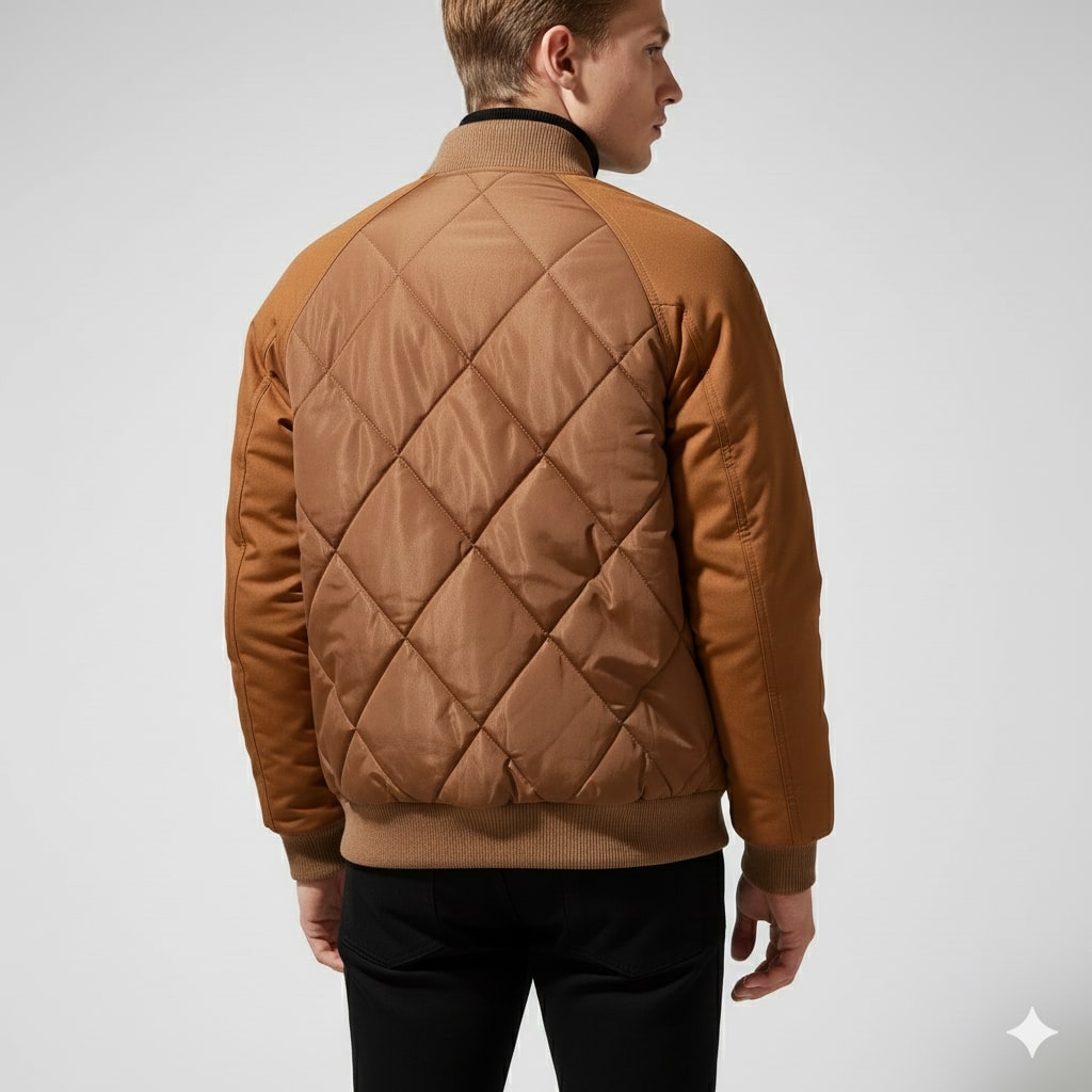 Leon Men’s Quilted Bomber Jacket – Diamond-Quilted Lightweight Jacket