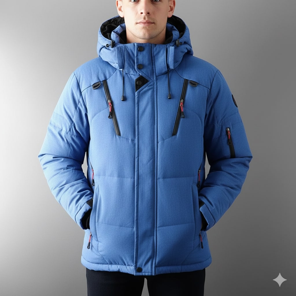 Marko Men’s Puffer Jacket – White Duck DownJacket with Water-Resistant Shell & Detachable Hood