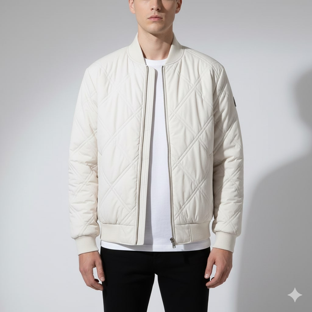 Nolan Men’s Bomber Jacket – Quilted Fleece-Lined Lightweight Winter Jacket