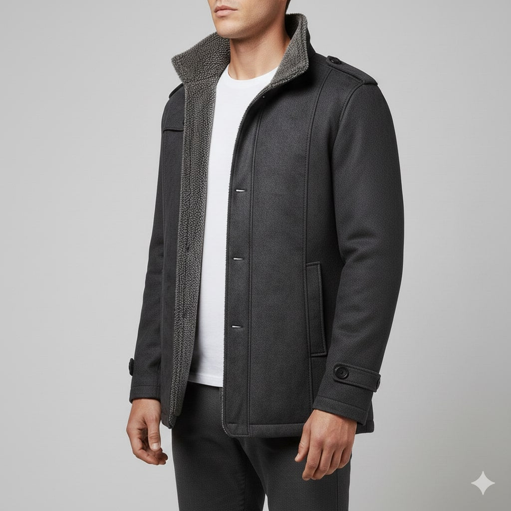 Erik Men’s Suede Jacket – Vintage Suede Overcoat with Merino Wool Lining