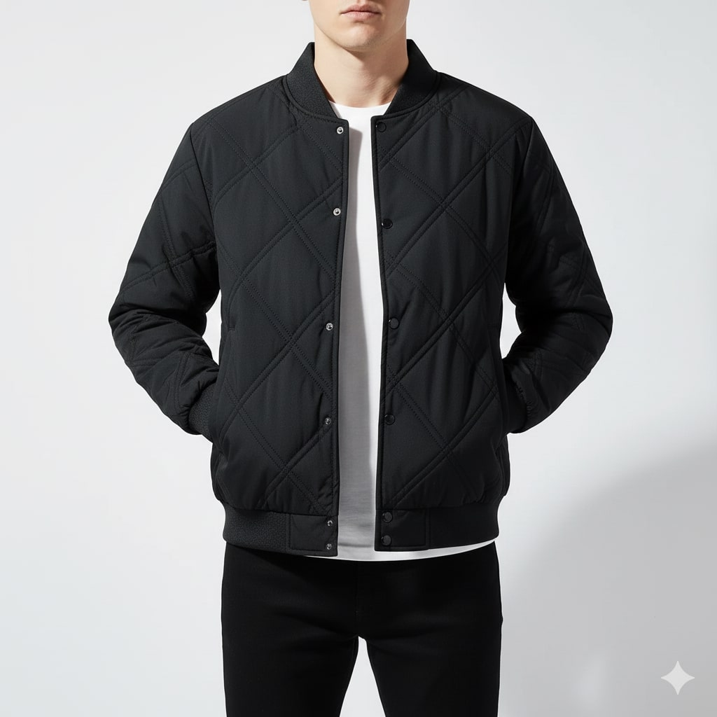 Nolan Men’s Bomber Jacket – Quilted Fleece-Lined Lightweight Winter Jacket