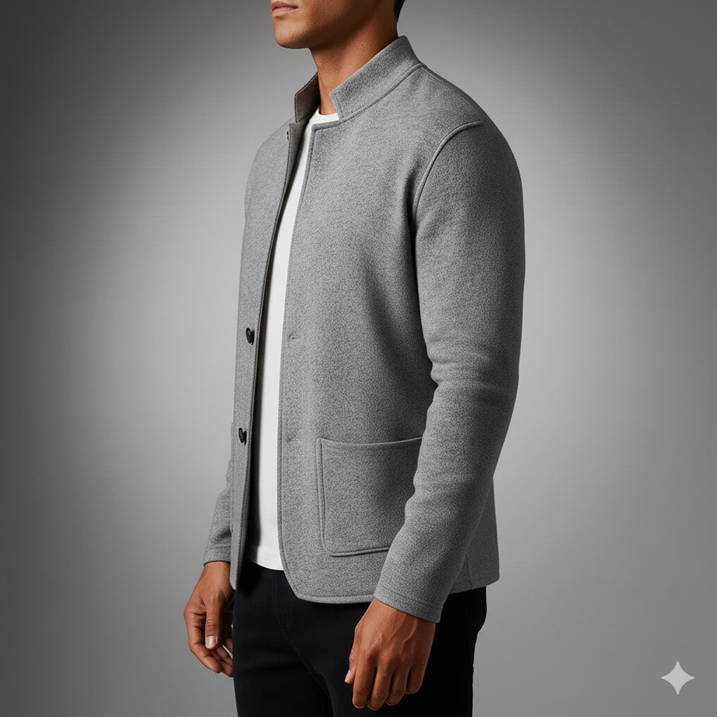 Austin Men’s Knit Cardigan – Soft Italian-Style Pullover with Mandarin Collar