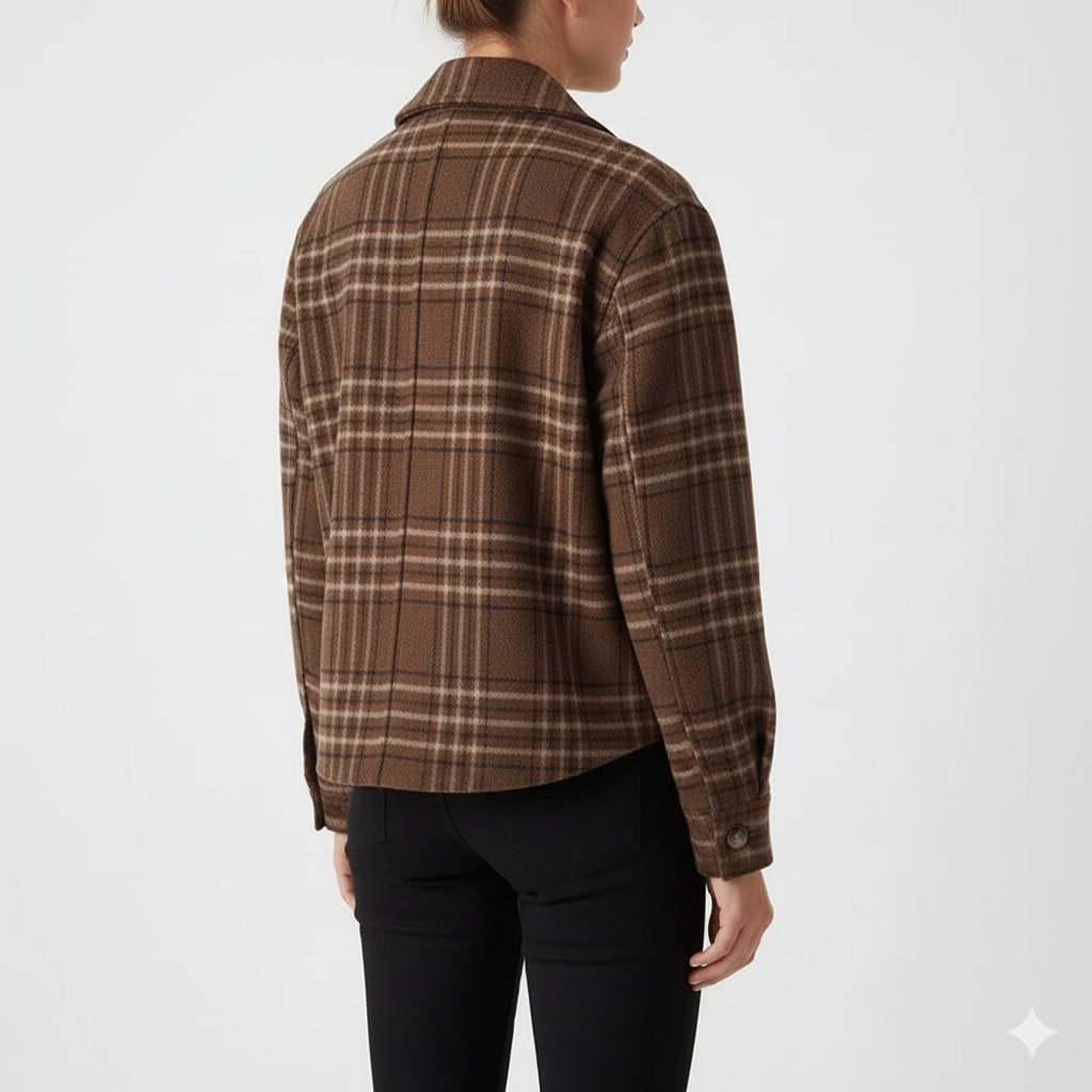 Chloé Women’s Plaid Wool Jacket – Double-Sided Wool with Cropped Jacket