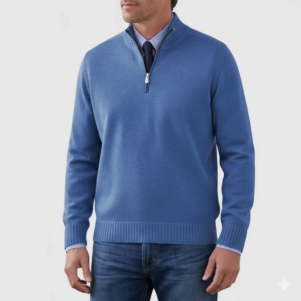 Lars Men’s Half-Zip Sweater – Soft Knit Pullover with Ribbed Details & Tailored Fit