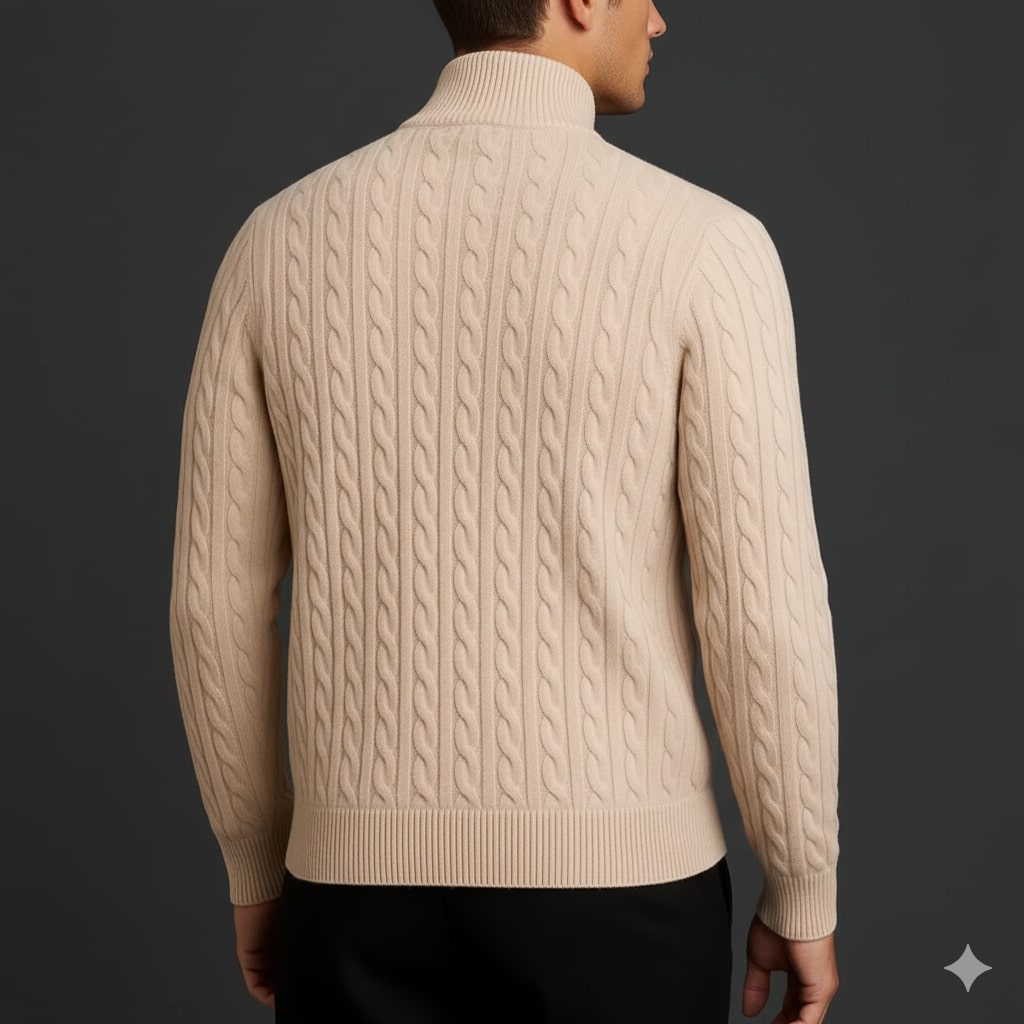 Haris Men’s Quarter-Zip Sweater – Wool-Blend Pullover with Ribbed Collar