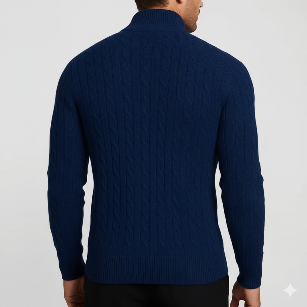 Haris Men’s Quarter-Zip Sweater – Wool-Blend Pullover with Ribbed Collar